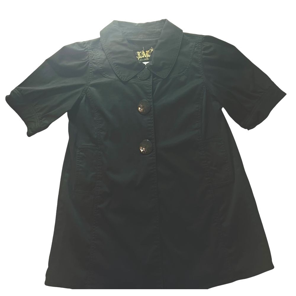 LAI Live A Little Black Button Front Blouse Shirt Women's M Top‎
